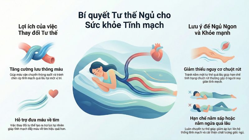 Tư thế ngủ tốt cho người suy giãn tĩnh mạch