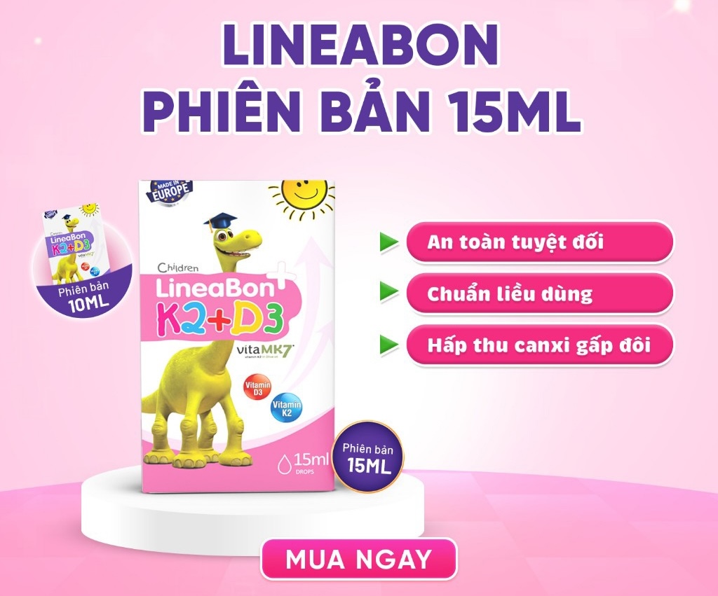 Siro LineaBon K2+D3 Plus hỗ trợ hấp thu canxi 15 ml (từ 0 tháng)