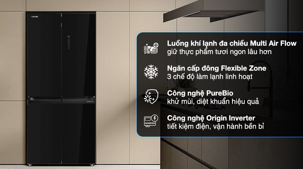 Tủ lạnh Toshiba Inverter 474 lít Multi Door GR-RF611WI-PGV(22)-XK mang đến không gian sang trọng và hiện đại cho căn phòng Tủ lạnh Toshiba Inverter 474 lít Multi Door GR-RF611WI-PGV(22)-XK mang đến không gian sang trọng và hiện đại cho căn phòng