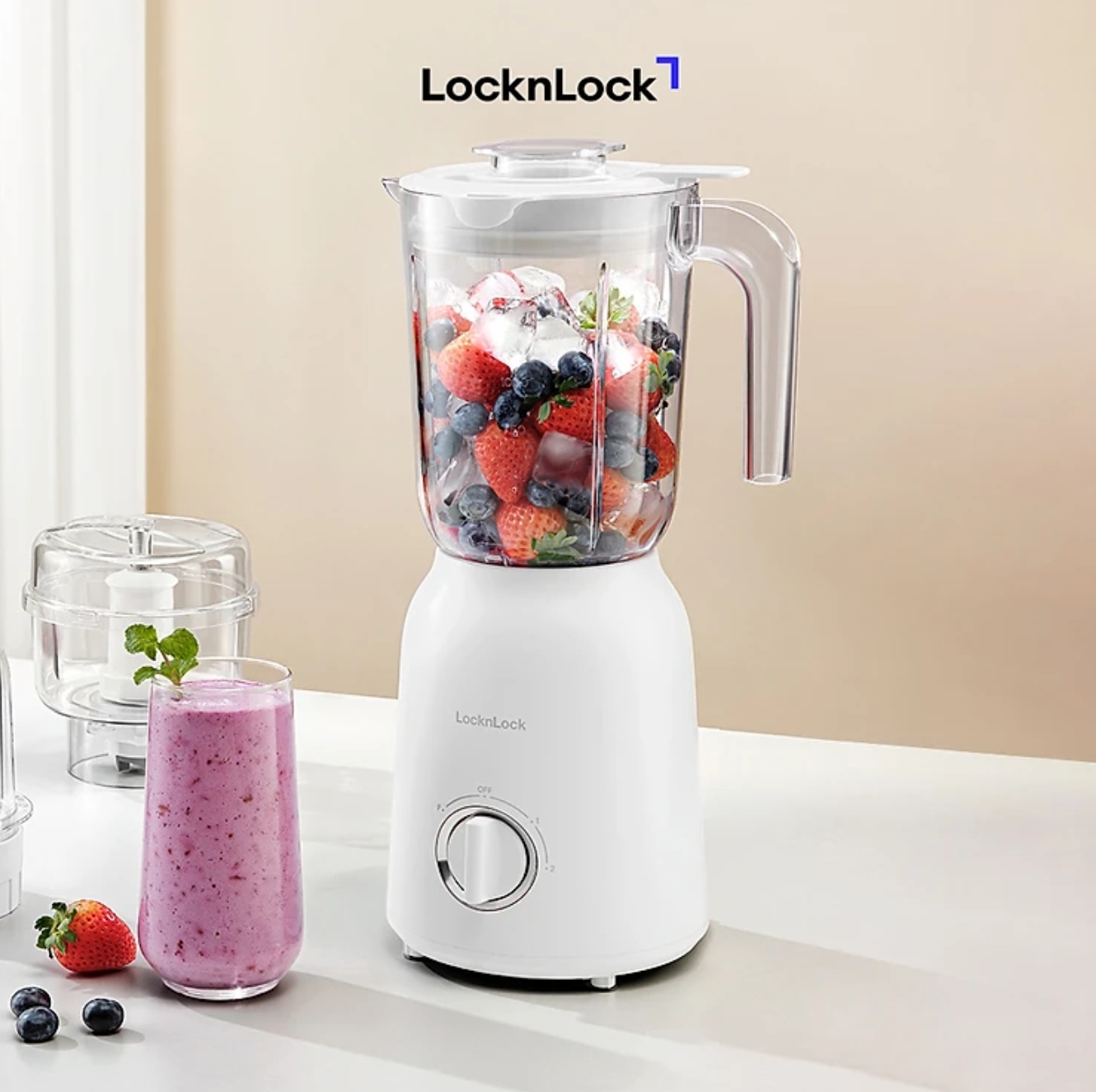 Máy xay đa năng Lock&Lock EJM416WHT với các bộ phận của máy dễ dàng tháo lắp và vệ sinh sau khi sử dụng