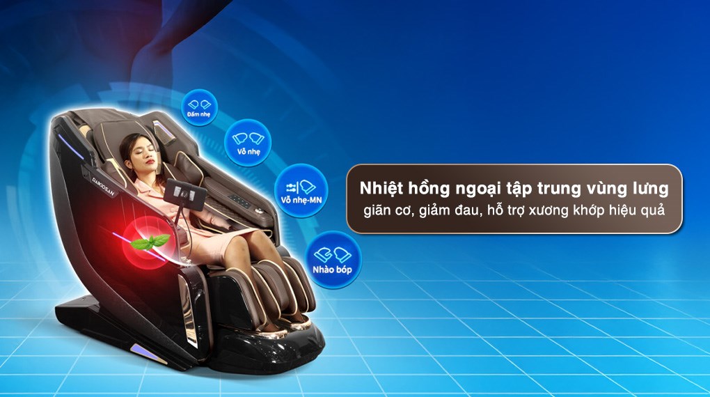 Ghế massage Daikiosan DC300 có chế độ massage nhiệt hồng ngoại giúp thư giãn toàn thân, chăm sóc sức khỏe tốt