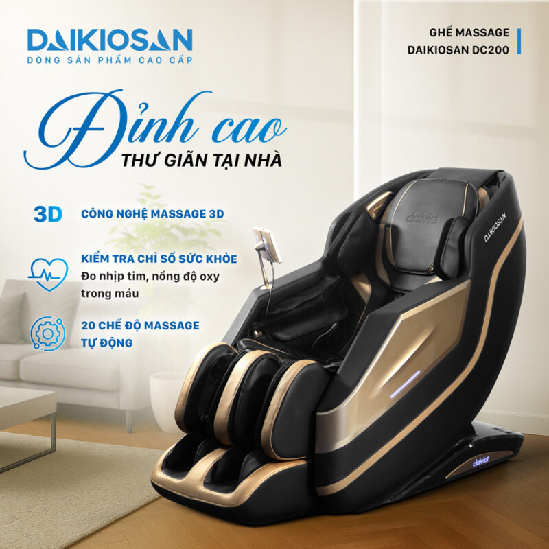 Ghế massage Daikiosan DC200 nổi bật với phong cách sang trọng, hiện đại
