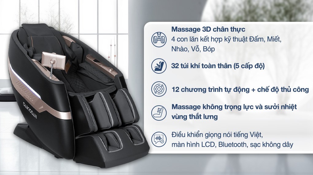 Ghế massage Daikiosan DC105 cực kỳ cao cấp với thiết kế tinh xảo