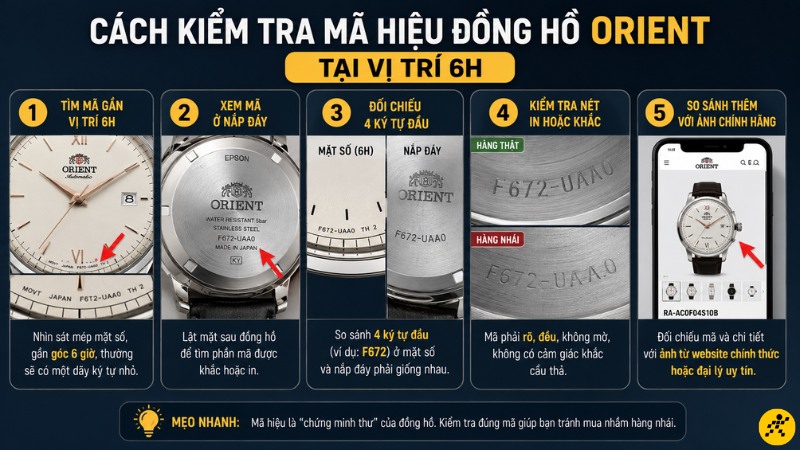 Kiểm tra mã hiệu tại vị trí 6h và mặt đáy Kiểm tra mã hiệu tại vị trí 6h và mặt đáy