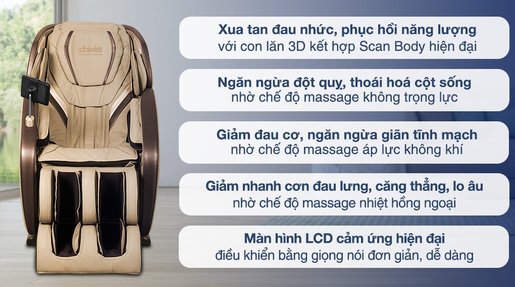 Ghế massage Daikiosan DKGM-10004 thiết kế sang trọng, đẹp mắt với nhiều công nghệ nổi bật giúp đem lại hiệu quả massage tối ưu