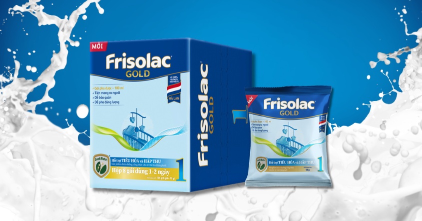 Sữa bột dạng gói Frisolac Gold số 1 hương vani 104g (0 - 6 tháng)
