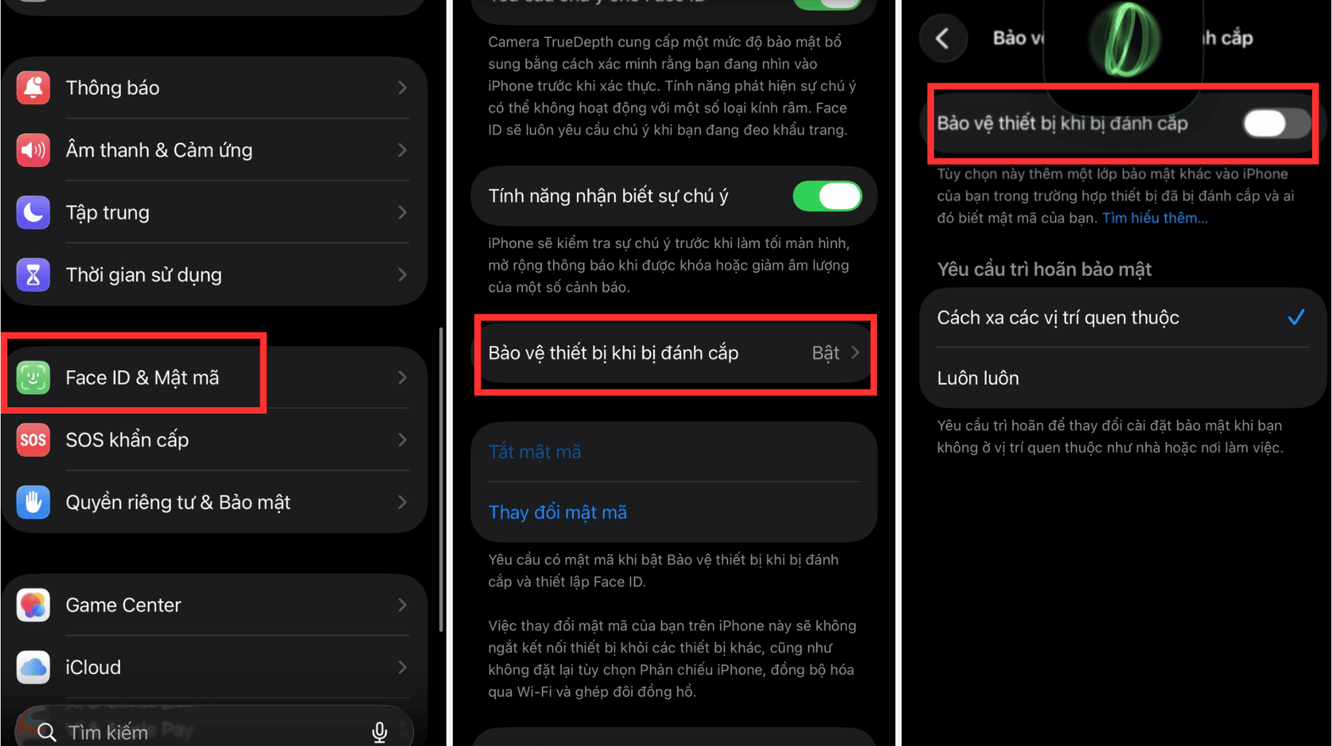 Vào mục Face ID & Mật mã