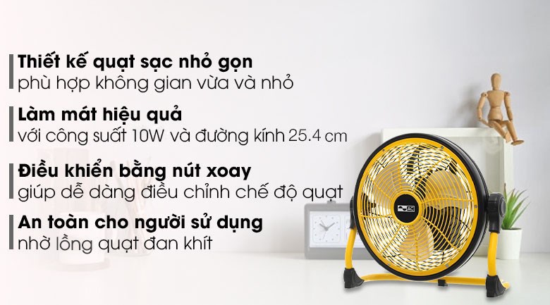 Quạt sạc điện AC ARF01D113 nhỏ gọn, tiện lợi dùng khi mất điện, du lịch