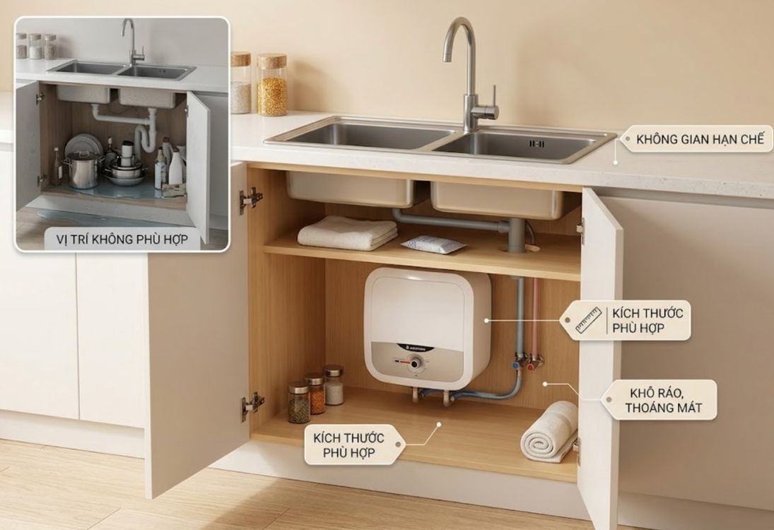 Máy nước nóng gián tiếp Ariston 15 lít 2500W AN2 15 RS 2.5 FE có sắc trắng đơn giản, trung tính, hài hòa nhiều không gian