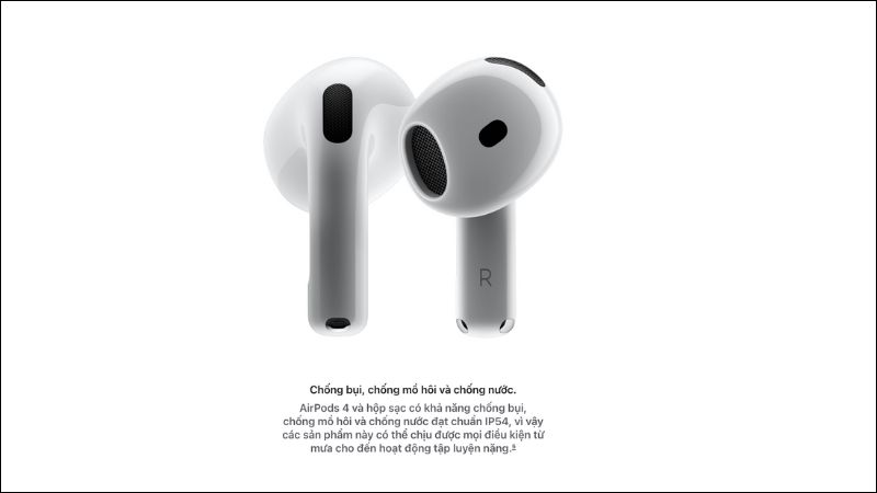 AirPods 4 đạt chuẩn IP54 - Nguồn Apple