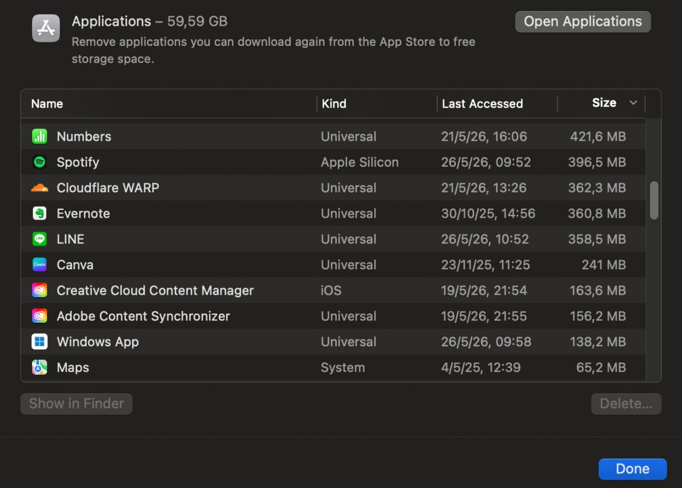 Xem dung lượng của ứng dụng trên MacBook Xem dung lượng của ứng dụng trên MacBook