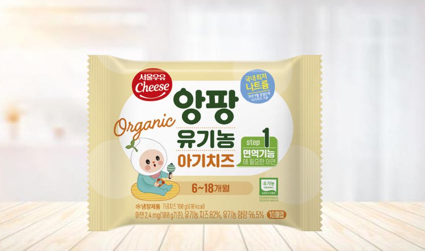 Phô mai hữu cơ tách muối Seoul Milk Step số 1 chỉ chứa 61 kcal cho mỗi lát
