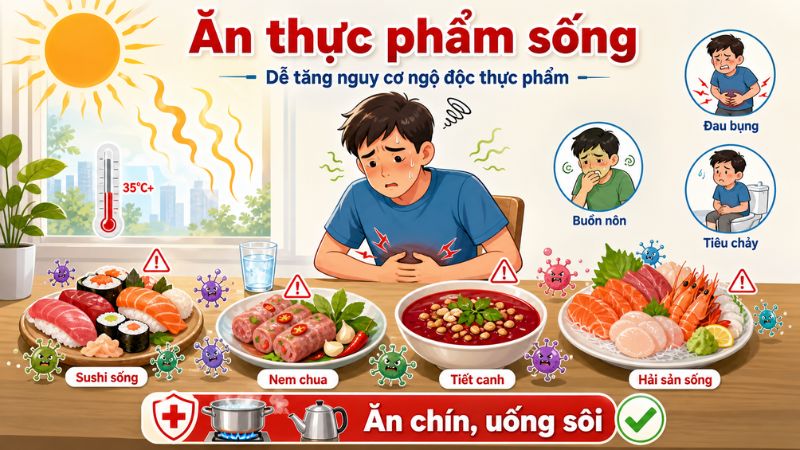 Thực phẩm chưa nấu chín như tiết canh có khả năng cao gây ngộ độc thực phẩm Thực phẩm chưa nấu chín như tiết canh có khả năng cao gây ngộ độc thực phẩm