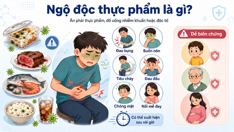 Ngộ độc thực phẩm là tình trạng nhiễm trùng hoặc kích ứng đường tiêu hoá do ăn, uống thực phẩm bẩn, ôi thiu,... Ngộ độc thực phẩm là tình trạng nhiễm trùng hoặc kích ứng đường tiêu hoá do ăn, uống thực phẩm bẩn, ôi thiu,...