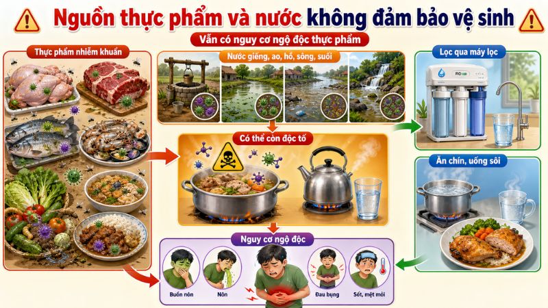 Quá trình chế biến không đảm bảo vệ sinh làm thực phẩm bị nhiễm khuẩn Quá trình chế biến không đảm bảo vệ sinh làm thực phẩm bị nhiễm khuẩn