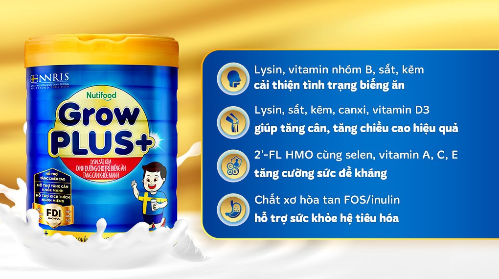 Sữa bột Nutifood GrowPLUS+ xanh hương vani 900g (1 - 2 tuổi) giúp tăng cân - Giao bao bì ngẫu nhiên