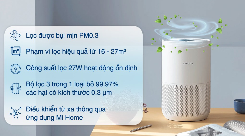 Xiaomi Air Purifier 4 có thể lọc hiệu quả trên diện tích rộng 16 - 27m²