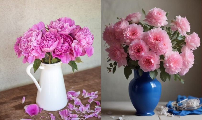 Mẫu cắm hoa mẫu đơn đẹp cho bàn thờ