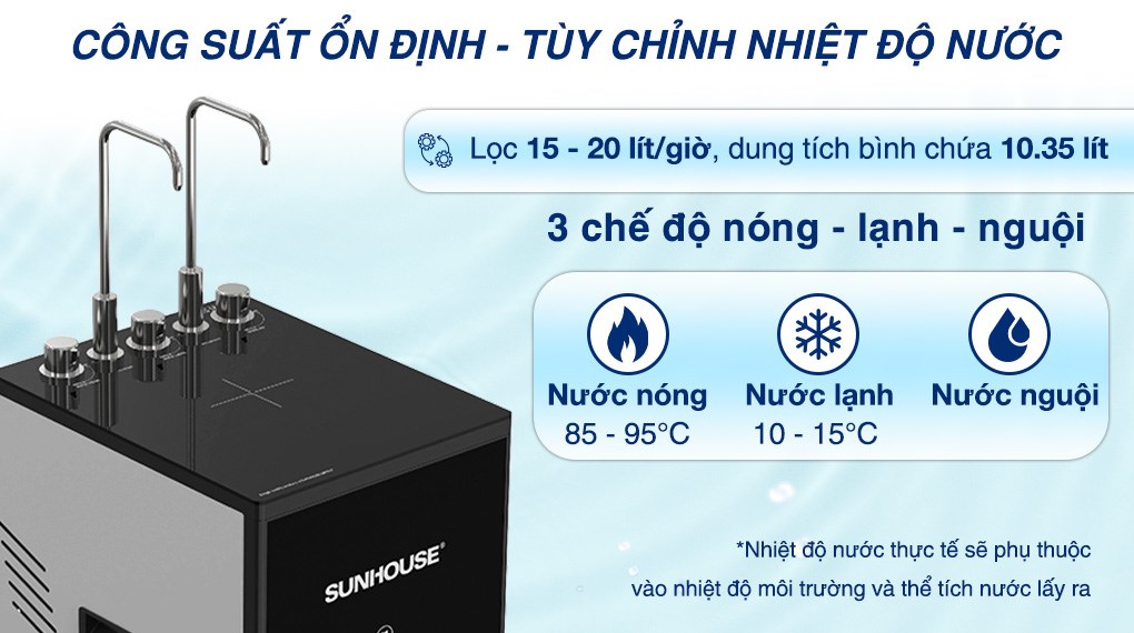 Máy lọc nước RO nóng nguội lạnh Sunhouse UltraPURE SHA76222KL 11 lõi tích hợp 3 chế độ tiện lợi gồm nóng, lạnh và nước RO