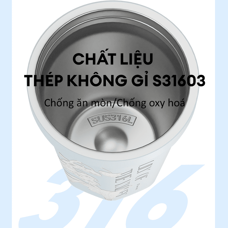Ly giữ nhiệt inox 390 ml Hoa Huệ Thung Lũng GERM GE-23AW-K32 được làm bằng 3 các vật liệu chất lượng cao, an toàn khi sử dụng