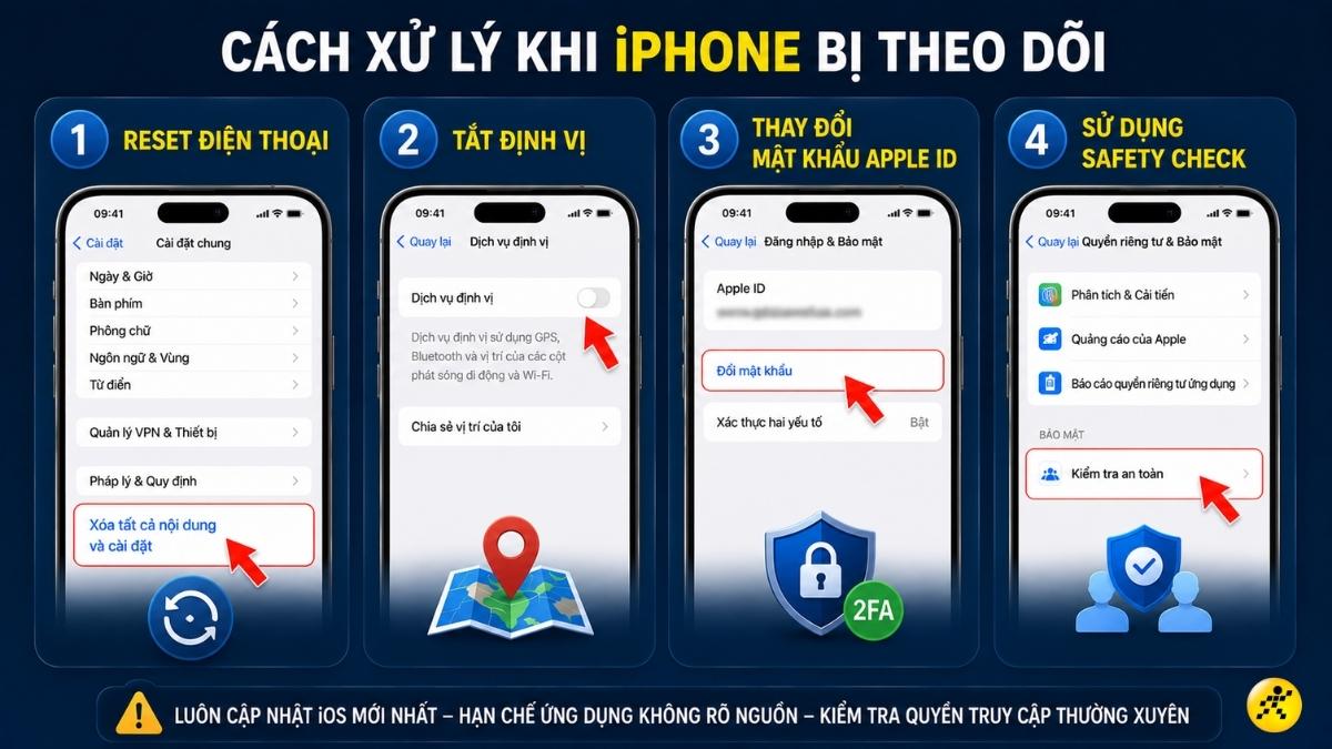 C&aacute;ch xử l&yacute; triệt để khi iPhone bị theo d&otilde;i