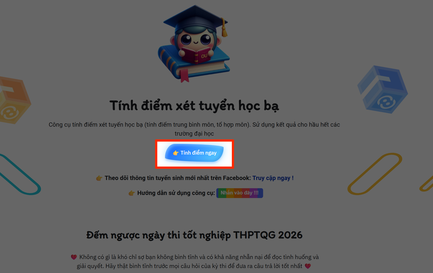 Cách tính điểm xét học bạ 2026