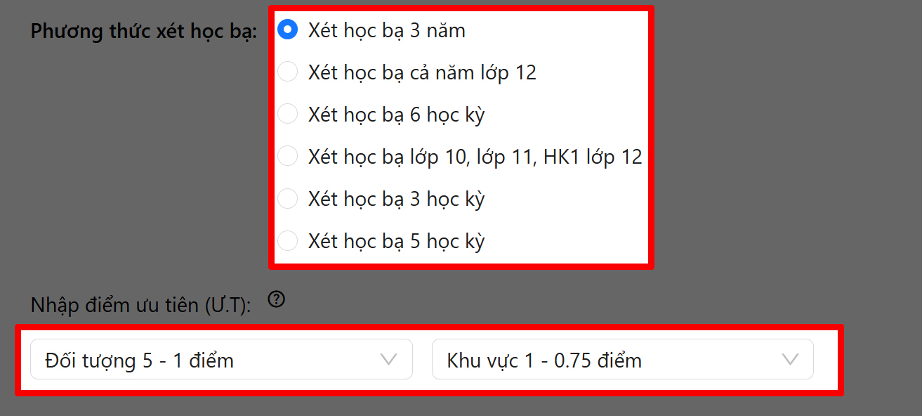 Cách tính điểm xét học bạ 2025