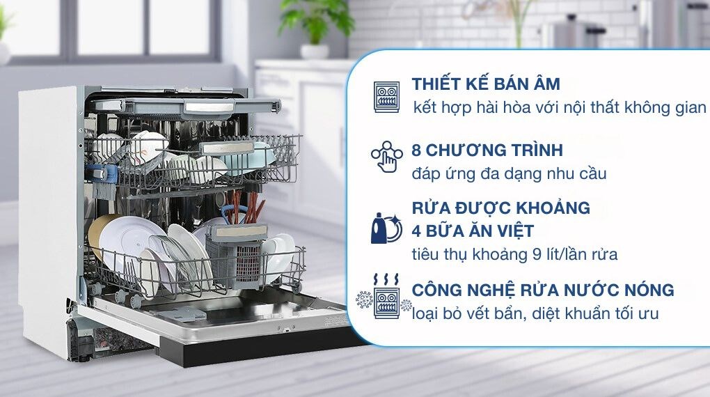 Máy rửa chén bán âm Hafele HDW-HI60B (533.23.210) sở hữu công nghệ rửa bằng nước ở nhiệt độ cao giúp loại bỏ các vết dầu mỡ trên chén đĩa dễ dàng Máy rửa chén bán âm Hafele HDW-HI60B (533.23.210) sở hữu công nghệ rửa bằng nước ở nhiệt độ cao giúp loại bỏ các vết dầu mỡ trên chén đĩa dễ dàng