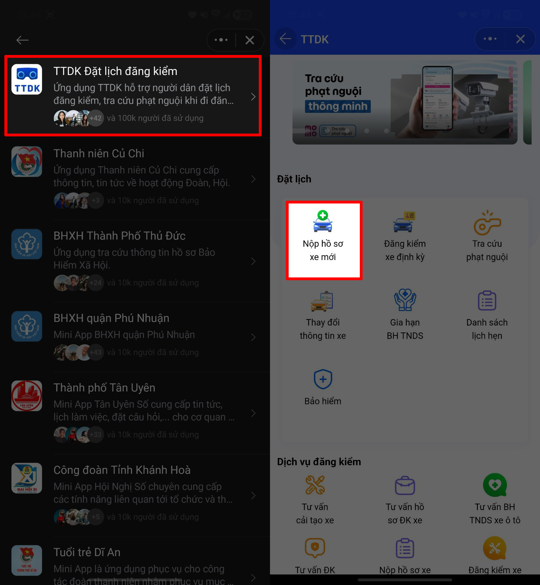 Cách đặt lịch đăng kiểm ô tô trên Zalo