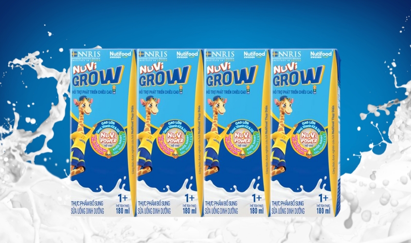 Lốc 4 hộp sữa pha sẵn Nutifood NuVi Grow 1+ 180 ml (1 - 2 tuổi)
