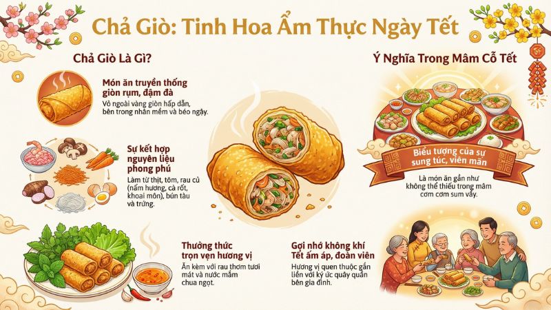 Chả gi&ograve;, m&oacute;n ăn quen thuộc trong m&acirc;m cỗ ng&agrave;y Tết