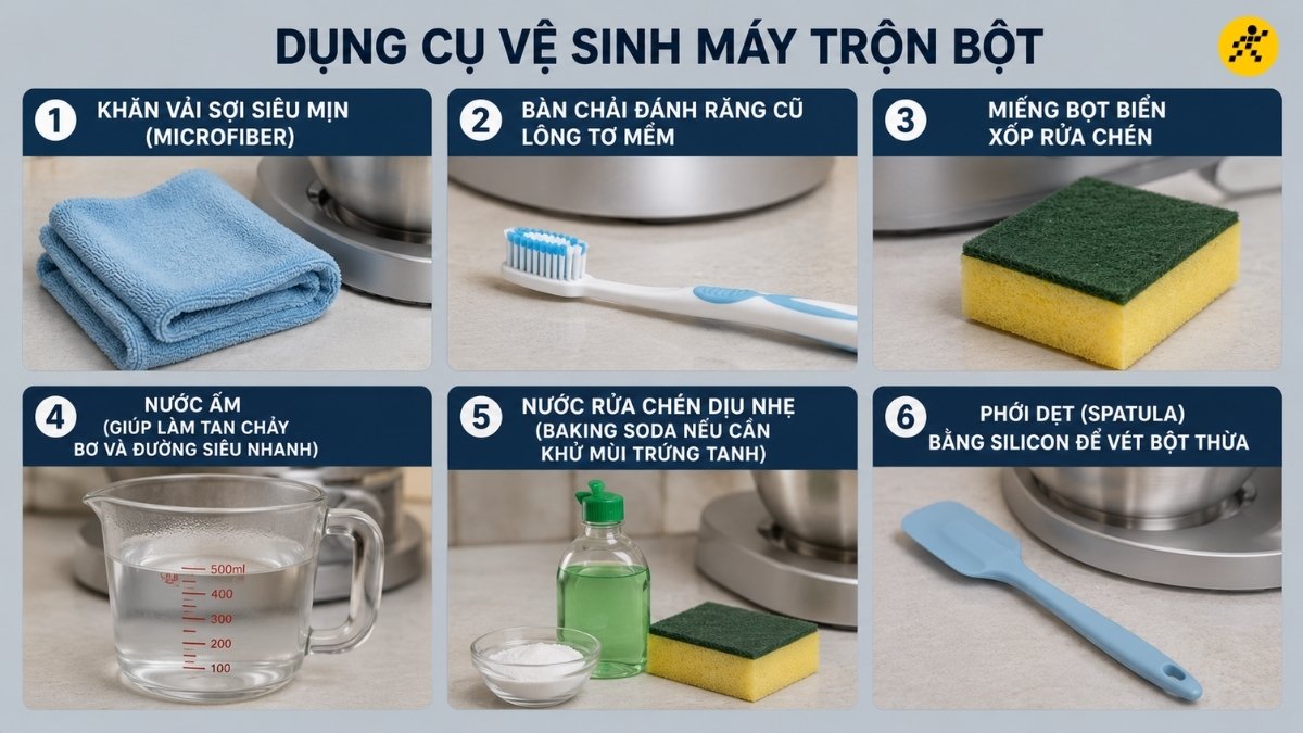 Dụng cụ vệ sinh máy trộn bột