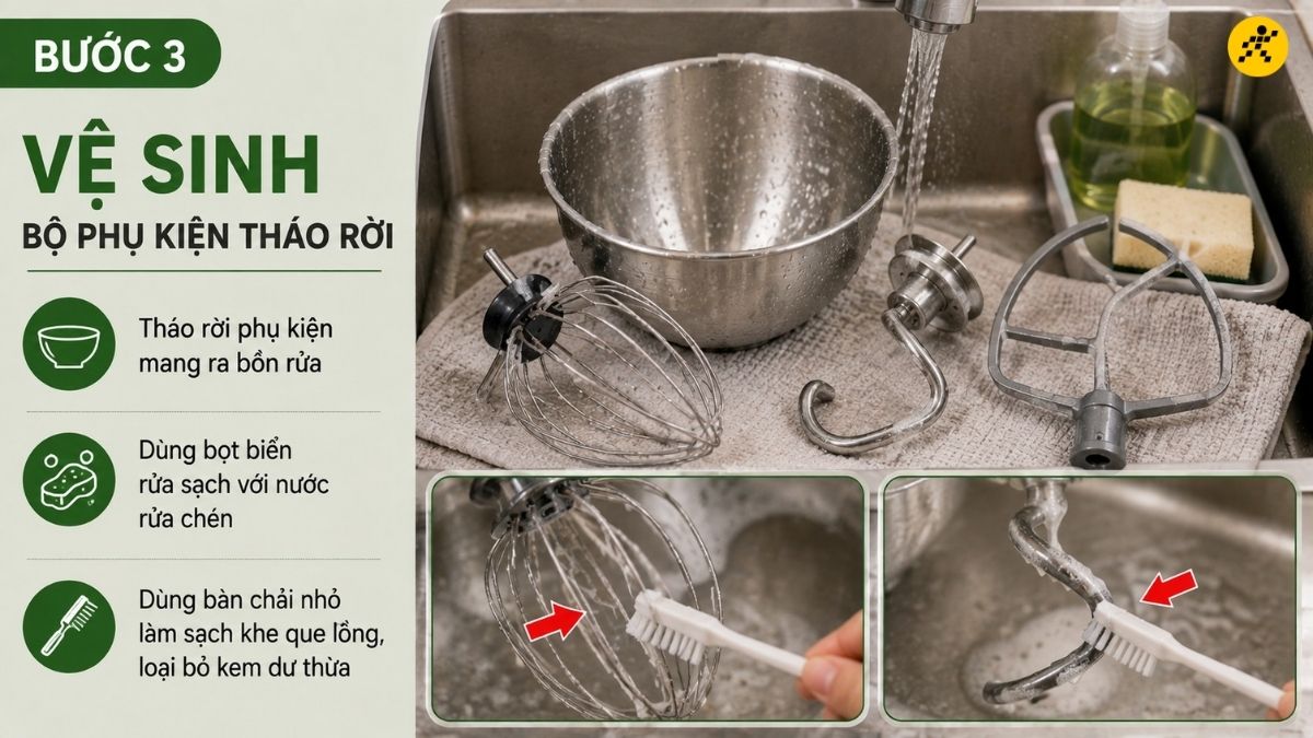 Vệ sinh bộ phụ kiện tháo rời