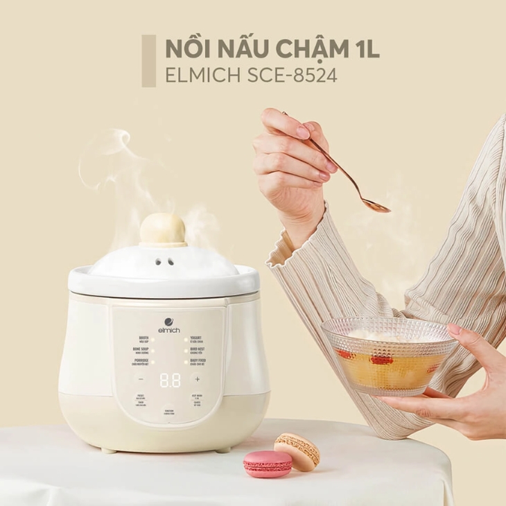 Nồi nấu chậm Elmich 1 lít SCE-8524OL được trang bị 6 chế độ cài đặt sẵn tiện lợi, đáp ứng nhu cầu sử dụng đa dạng của gia đình