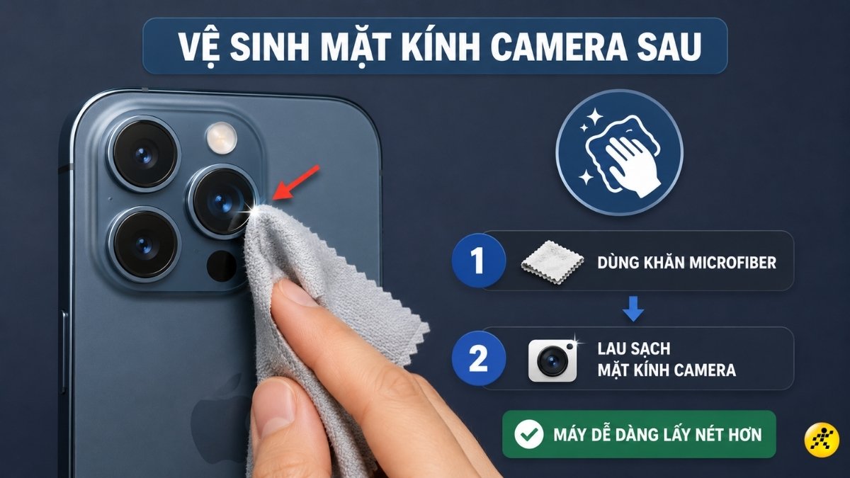 Vệ sinh mặt k&iacute;nh camera sau