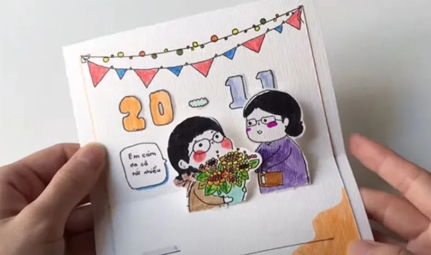 Mẫu thiệp 20/11 hình thầy trò