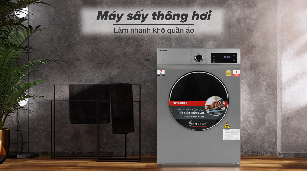 Máy sấy thông hơi 7 kg Toshiba TD-H80SEV(SK) sấy ở nhiệt độ thấp, giúp bảo vệ quần áo tốt hơn