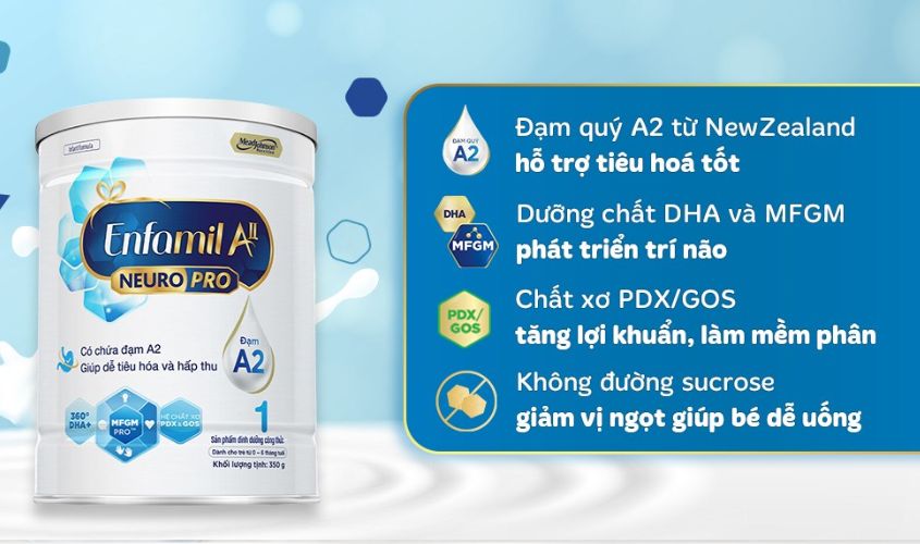 Sữa bột Enfamil A2 Neuropro Infant Formula số 1 (đạm quý A2) 350g (0 - 6 tháng)