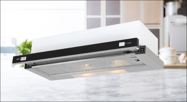 Máy hút mùi KAFF KF-Tl80H có thiết kế âm tủ gọn gàng, tiết kiệm không gian