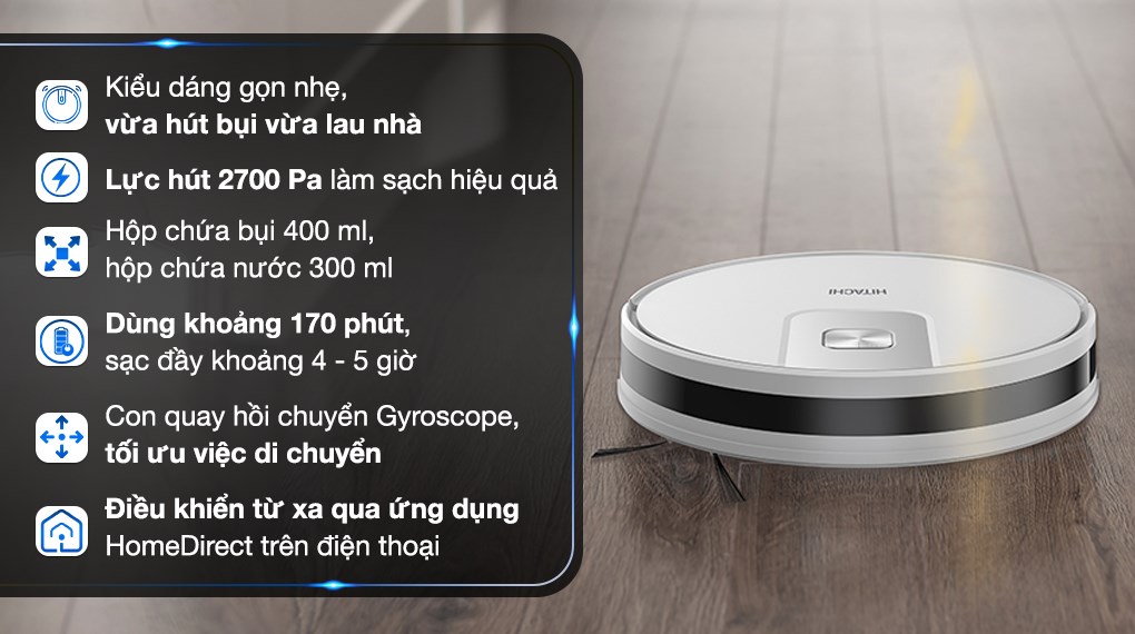 Robot hút bụi lau nhà Hitachi RV-X15N không sạc được do dock sạc bị lệch ra khỏi robot hút bụi