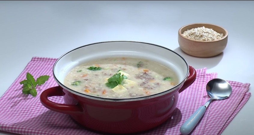 Hình minh họa cháo thịt bò mướp hương phô mai