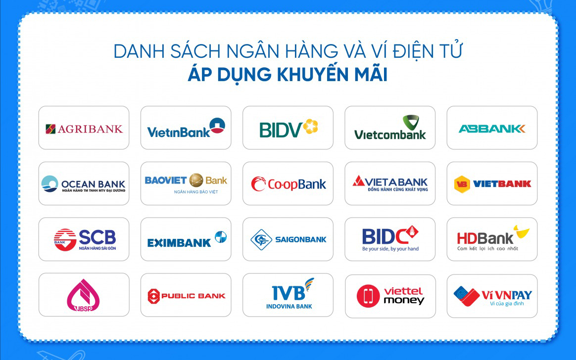 Danh s&aacute;ch ng&acirc;n h&agrave;ng &aacute;p dụng khuyến m&atilde;i