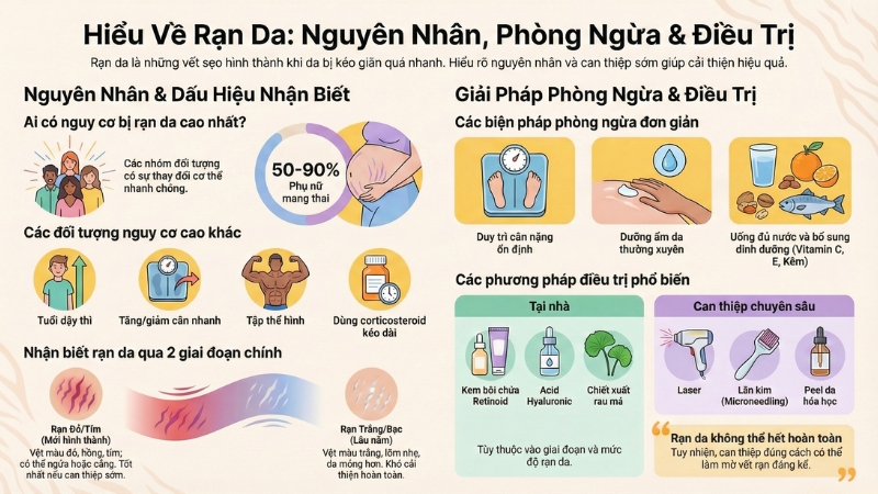 Rạn da hình thành khi da bị kéo giãn quá nhanh Rạn da hình thành khi da bị kéo giãn quá nhanh