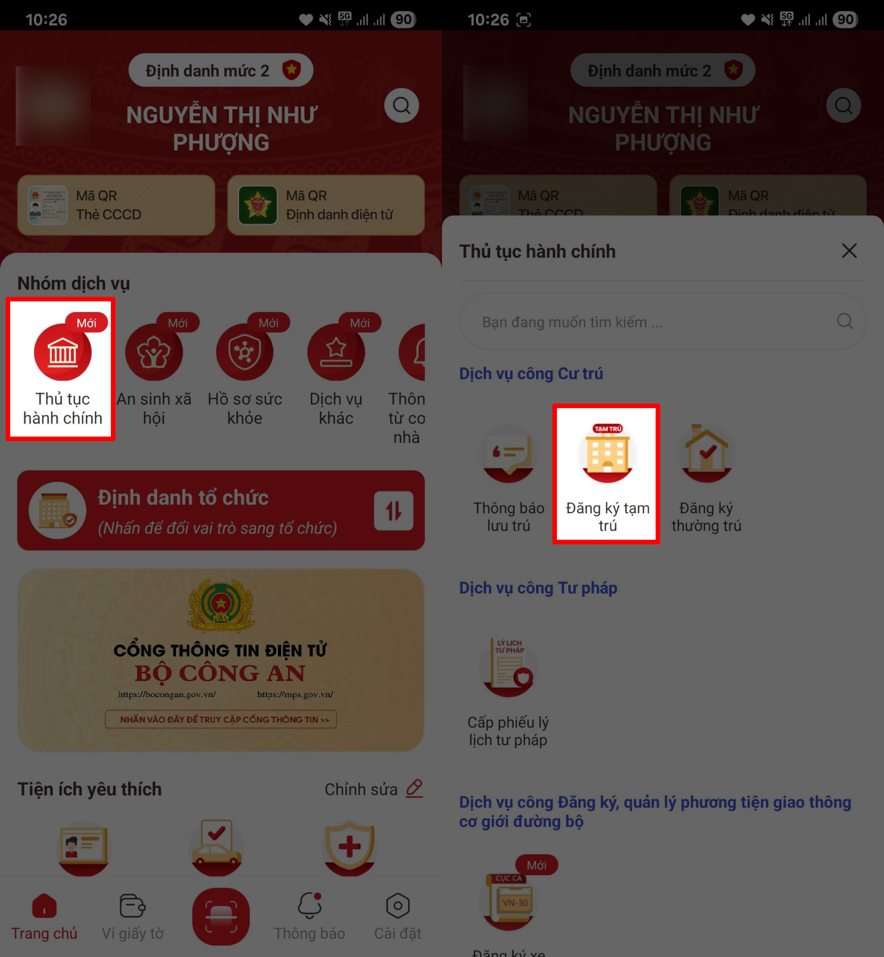 Cách đăng ký tạm trú trên VNeID