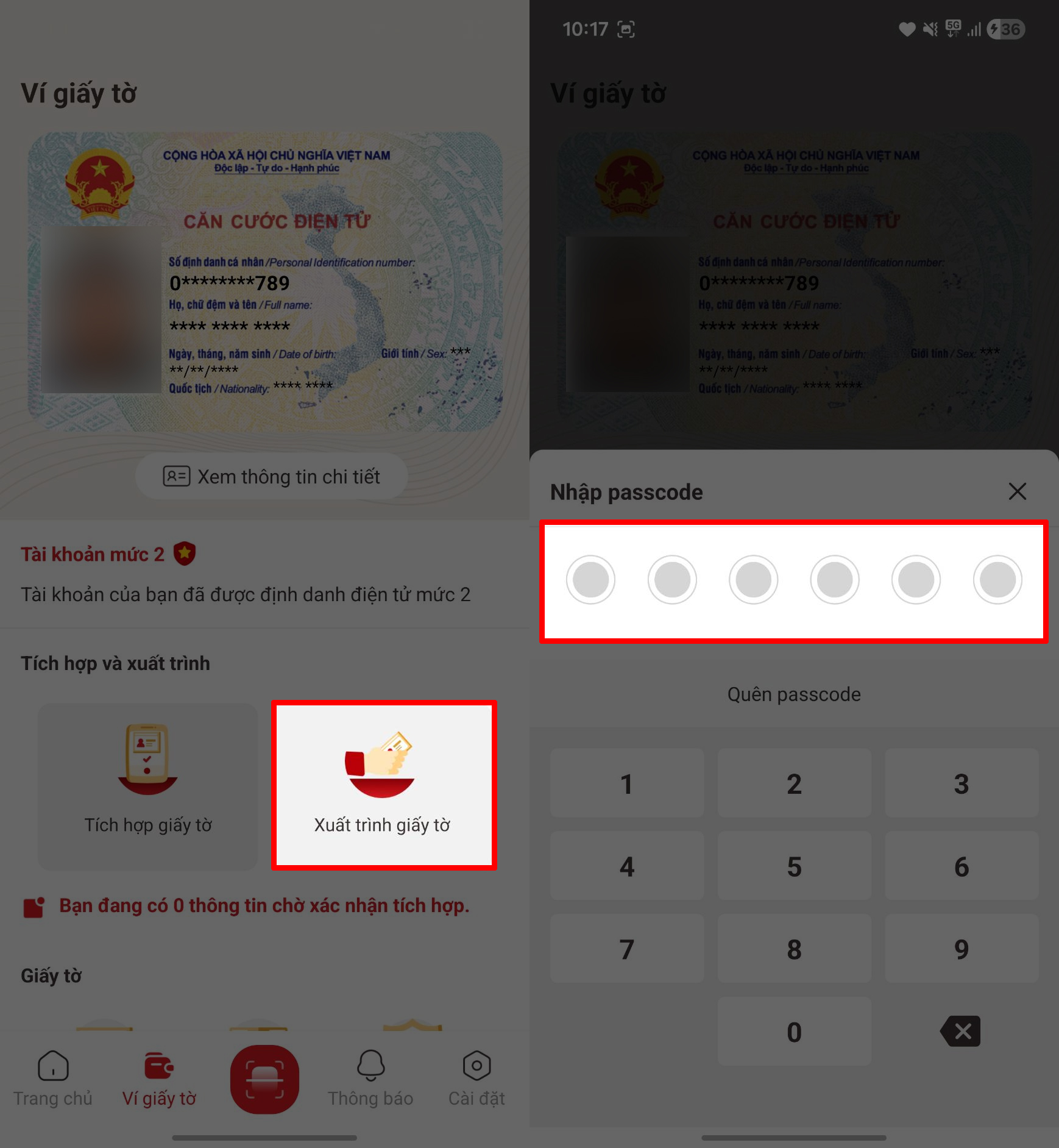 Cách xuất trình giấy tờ trên VNeID