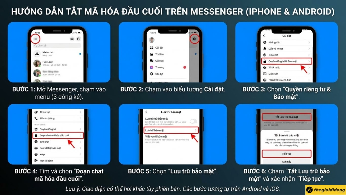 C&aacute;ch tắt m&atilde; h&oacute;a đầu cuối Messenger tr&ecirc;n iPhone, Android