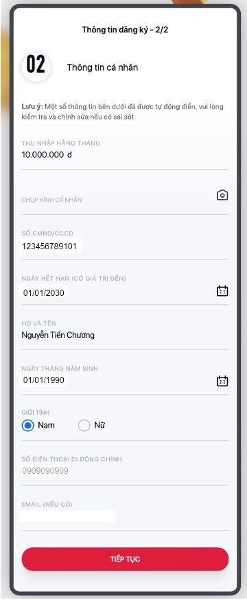 Nhập th&ocirc;ng tin