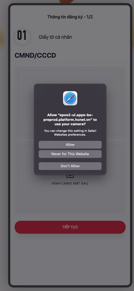 Cho ph&eacute;p camera truy cập
