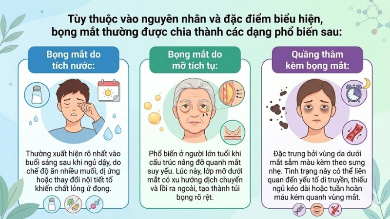 C&aacute;c dạng bọng mắt thường gặp