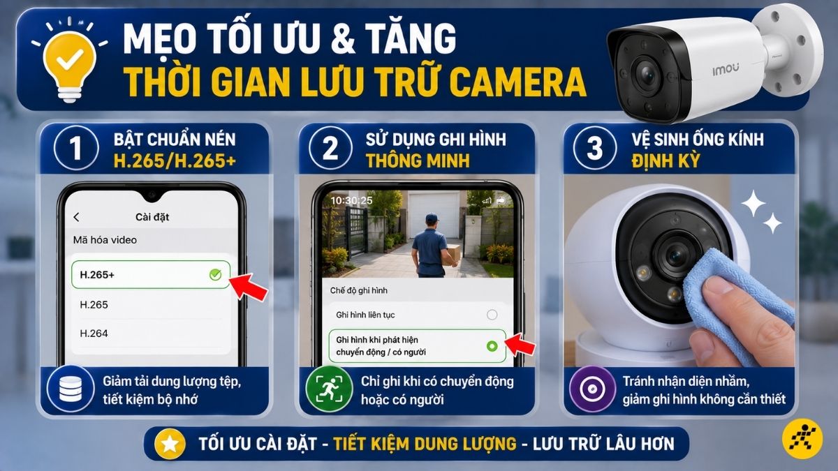 Mẹo tối ưu v&agrave; tăng thời gian lưu trữ cho camera